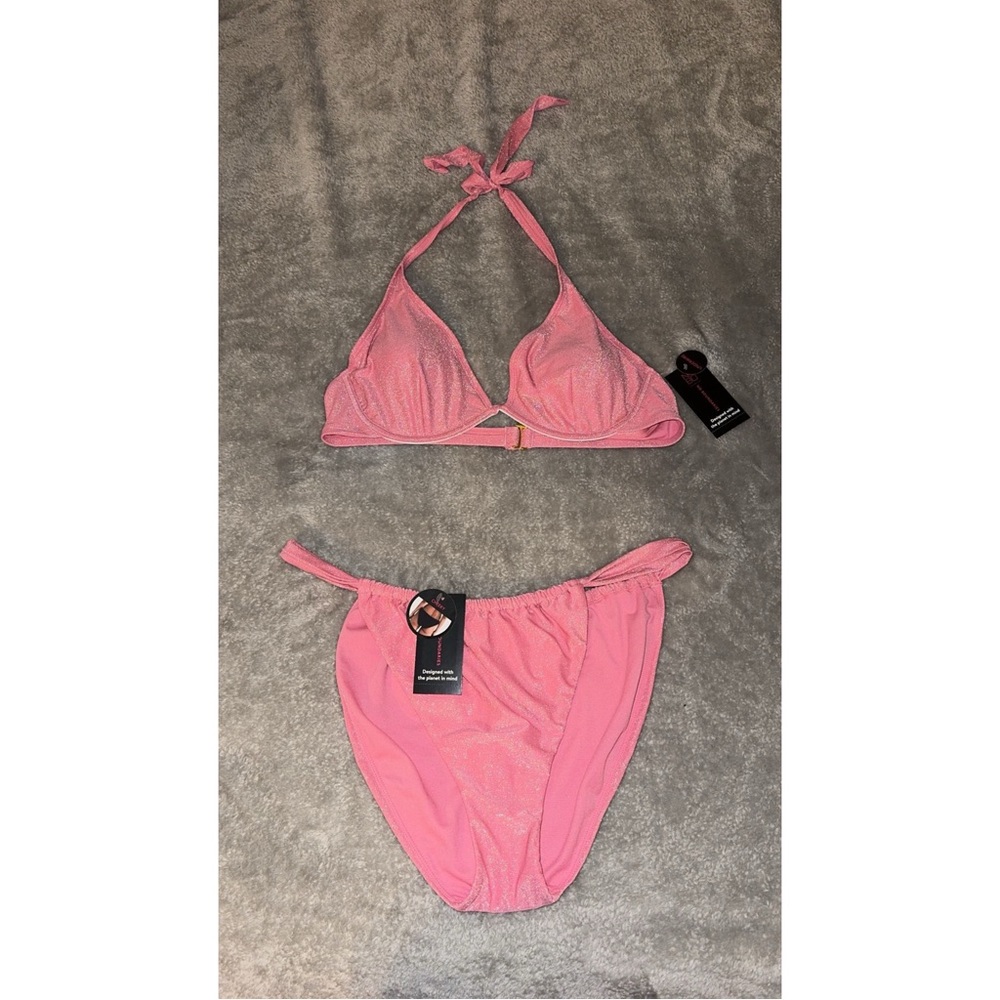 Time & Tru pink sparkly bikini